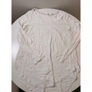 Pure + Good Long Sleeve Top Women Size L White Excellent Slub Knit Scoop Neck
